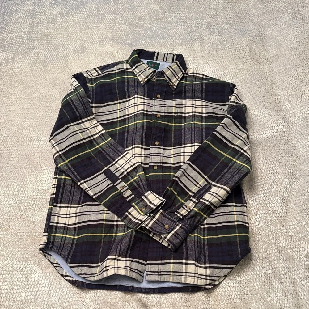 J. Crew Men's Double-faced brushed cotton oxford overshirt in Navy, Green, White